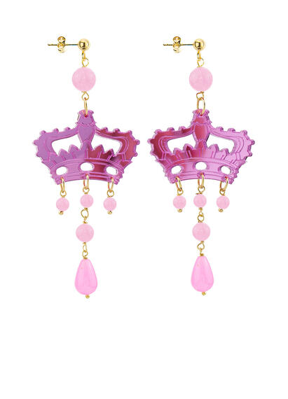 Orecchini Kaguya Corona Plexi Rosa Fluo - Lebole Maison