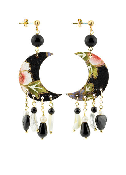 Orecchini Kaguya Luna Nero - Lebole Maison