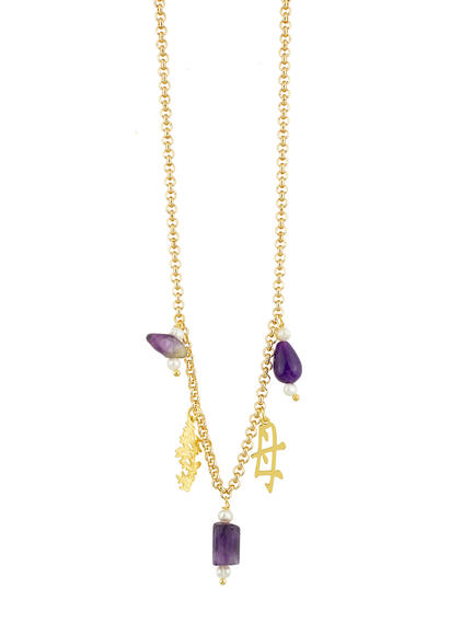 Collana Kanji Mamma Elementi Viola - Lebole Maison