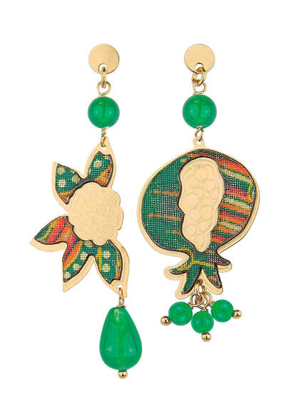 Pomegranate Silver Green Mini Earrings - Lebole Maison
