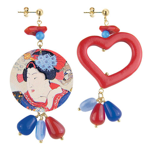Orecchini Circle Classico Geisha Cuore Rosso - Lebole Maison