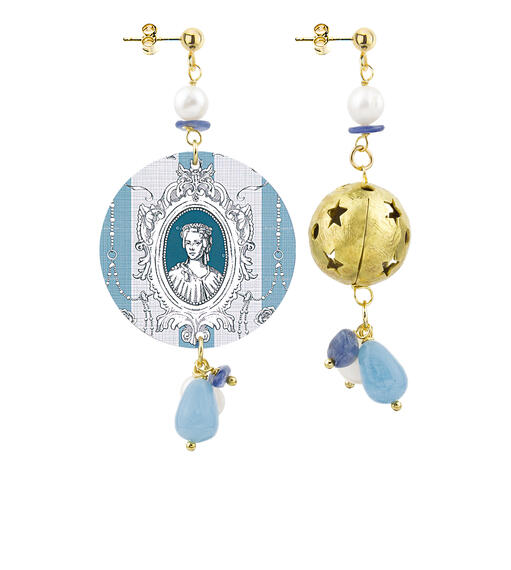 Orecchini Circle Classico Toile De Jouy Perla - Lebole Maison