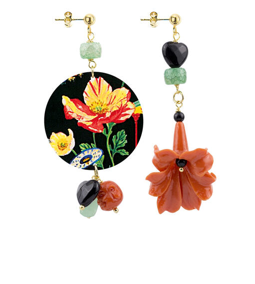 Orecchini Circle Classico Fiore Giallo Verde - Lebole Maison