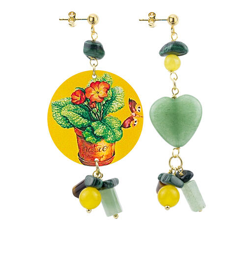 Orecchini Circle Classico Vaso Fondo Giallo Verde - Lebole Maison