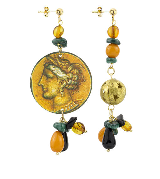 Orecchini Circle Classico Testa Fondo Oro - Lebole Maison