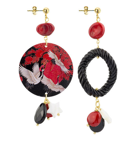 Orecchini Circle Classico Airone Bianco Rubino - Lebole Maison