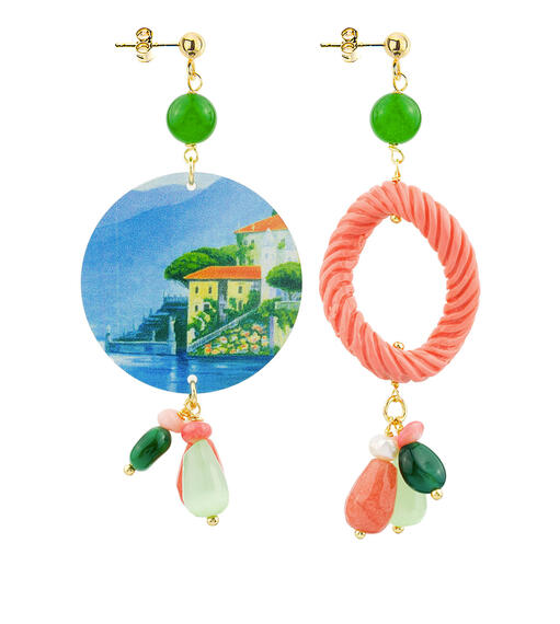 Orecchini Circle Classico Dipinto Paesaggio Verde - Lebole Maison