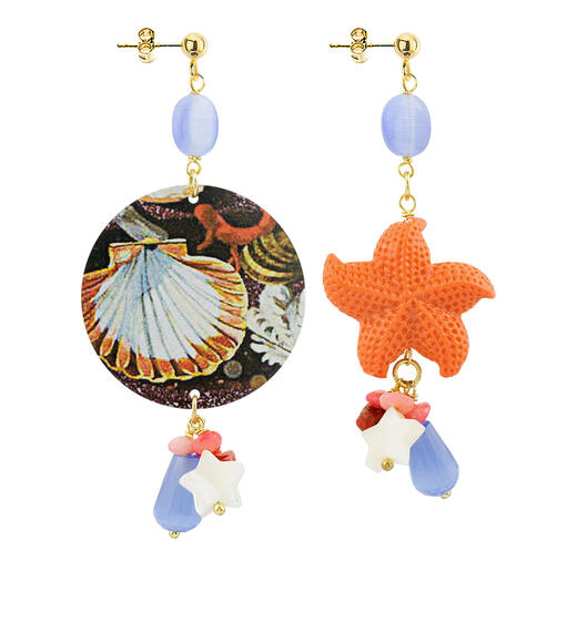 Orecchini Circle Classico Conchiglie Azzurro - Lebole Maison