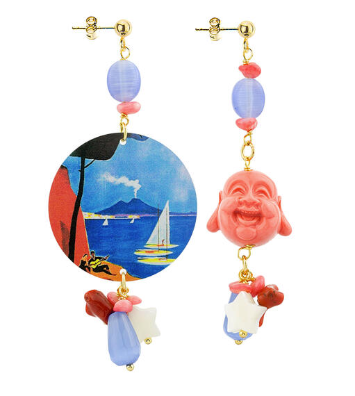 Orecchini Circle Classico Vulcano Azzurro - Lebole Maison