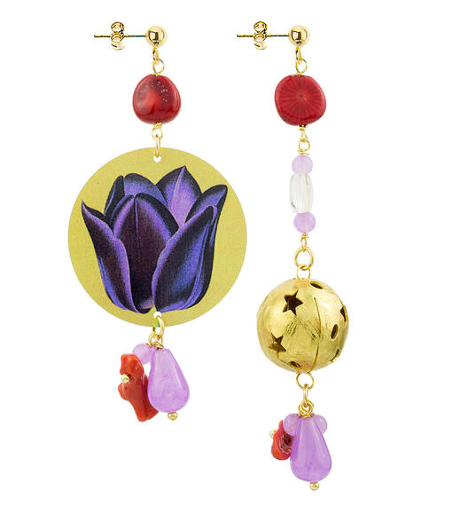 Orecchini Circle Classico Fiore Viola Rubino - Lebole Maison