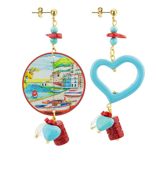 Orecchini Circle Classico Dipinto Paesaggio Turchese - Lebole Maison