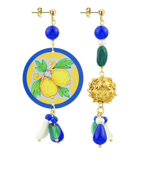 Orecchini Circle Classico Limoni Blu - Lebole Maison