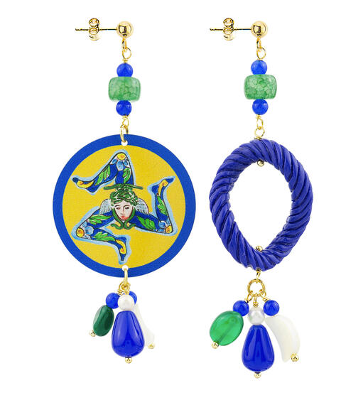 Orecchini Circle Classico Trinacria Blu - Lebole Maison