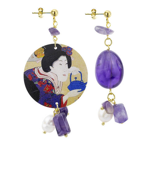 Orecchini Circle Classico Geisha Viola - Lebole Maison