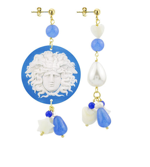 Orecchini Circle Classico Medusa Azzurro - Lebole Maison