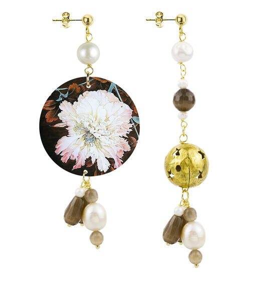 Orecchini Circle Classico Fiore Bianco Perla - Lebole Maison