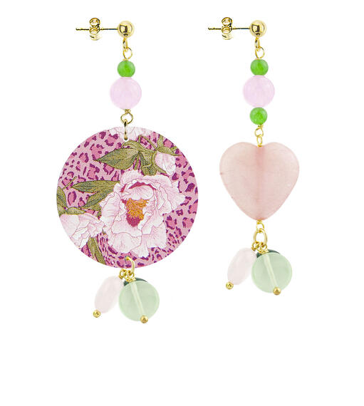 Orecchini Circle Classico Fiore Rosa Maculato Rosa - Lebole Maison