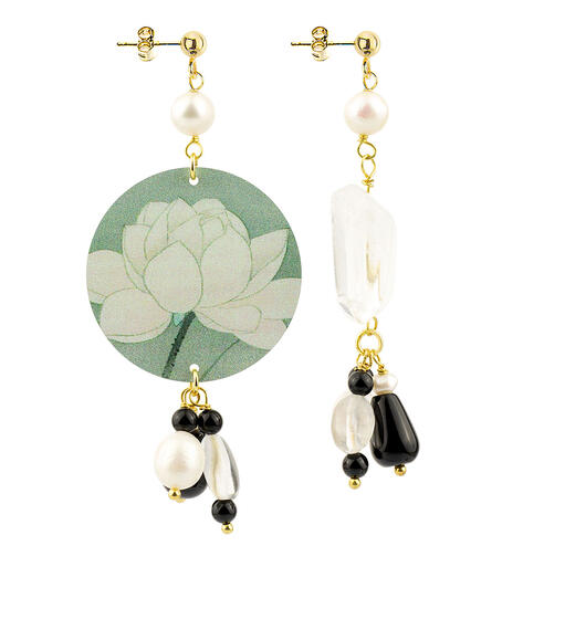 Orecchini Circle Classico Fiore Di Loto Perla - Lebole Maison