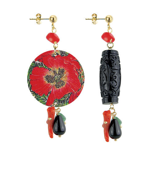 Orecchini Circle Piccolo Fiore Rosso Rubino - Lebole Maison
