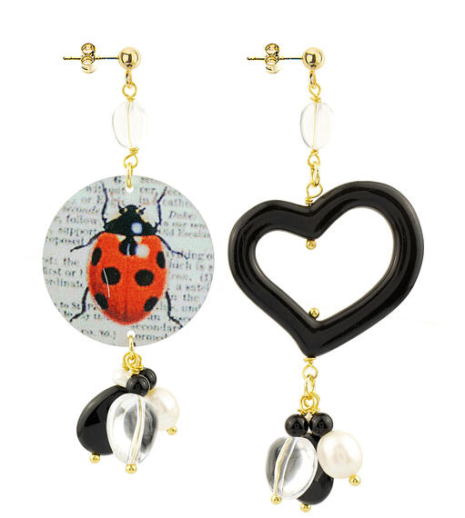 Orecchini Circle Piccolo Coccinella Nero - Lebole Maison
