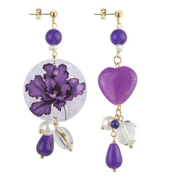 Orecchini Circle Piccolo Fiore Viola - Lebole Maison