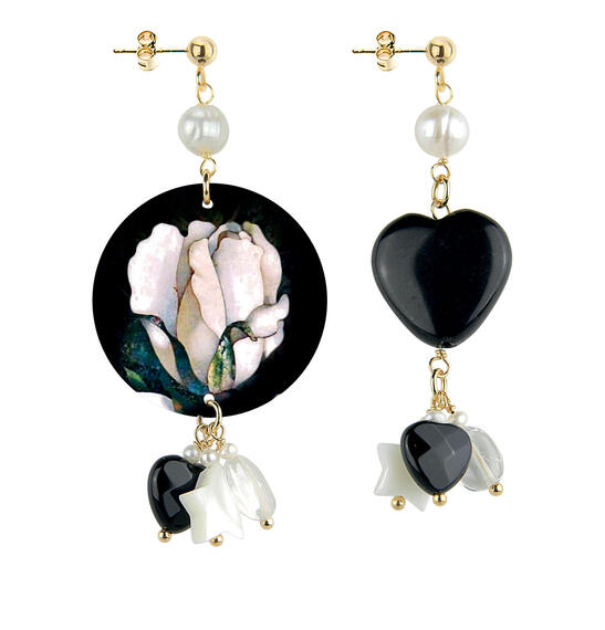 Orecchini Circle Piccolo Fiore Bianco Perla - Lebole Maison