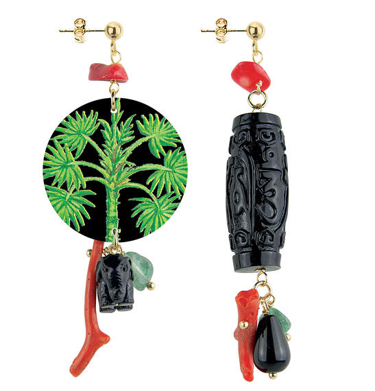 Orecchini Circle Piccolo Palma Nero - Lebole Maison