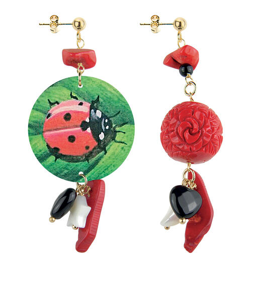 Orecchini Circle Piccolo Coccinella Rosso - Lebole Maison