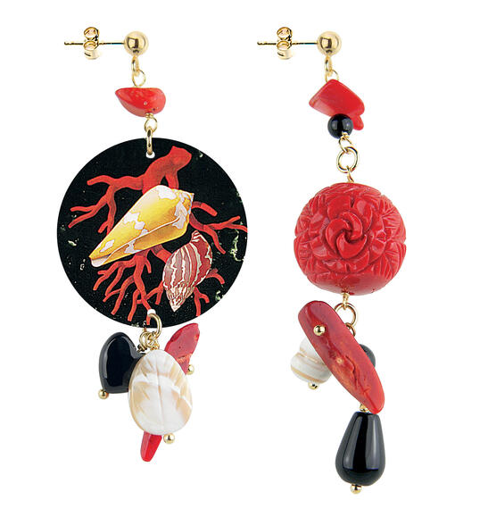 Orecchini Circle Piccolo Conchiglie Rosso - Lebole Maison