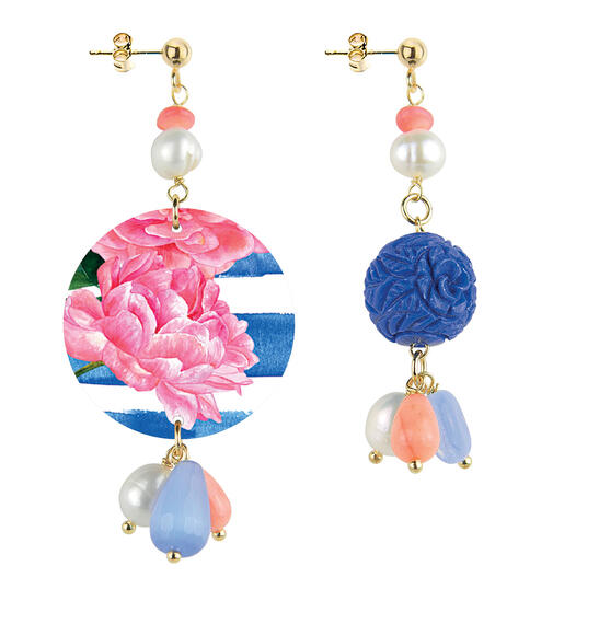 Orecchini Circle Piccolo Fiore Riga Azzurro - Lebole Maison