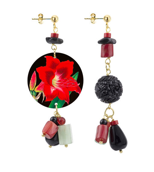 Orecchini Circle Piccolo Fiore Rubino - Lebole Maison