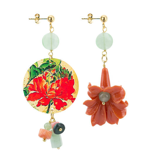 Orecchini Circle Piccolo Fiore Rosso Perla - Lebole Maison