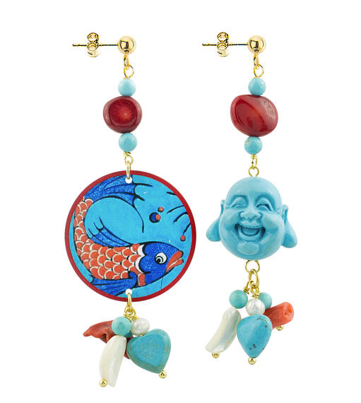 Orecchini Circle Piccolo Carpa Turchese - Lebole Maison