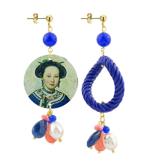 Orecchini Circle Piccolo Geisha Blu - Lebole Maison