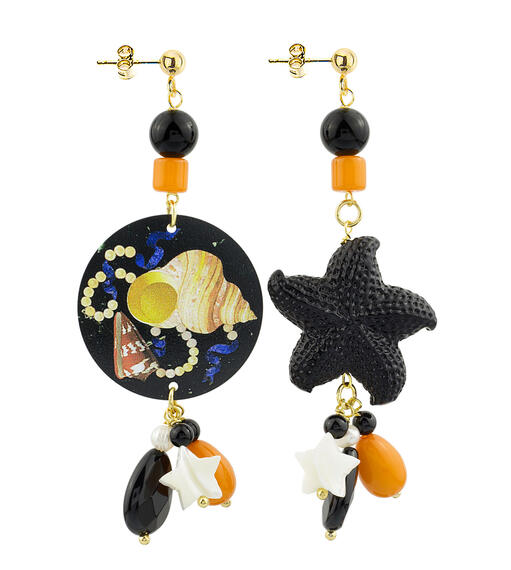 Orecchini Circle Piccolo Conchiglie Nero - Lebole Maison