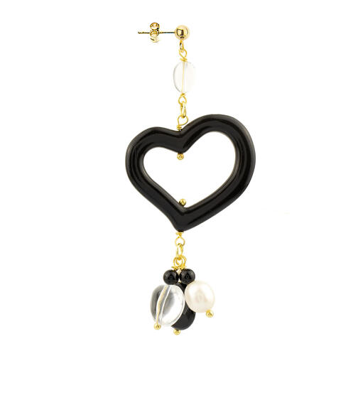 Orecchino Cuore Nero Trasparente - Lebole Maison