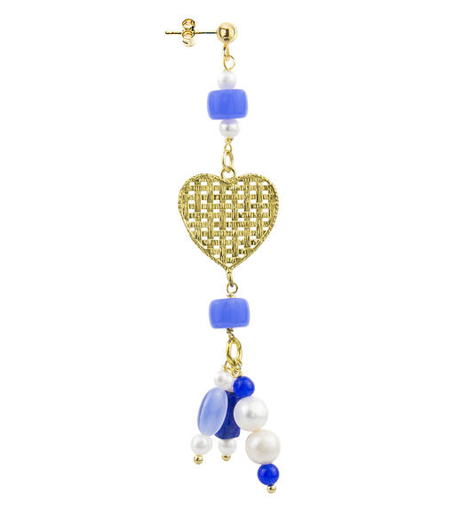 Orecchino Cuore Oro Pietra Blu - Lebole Maison