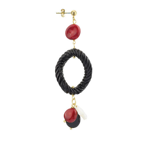 Orecchino Anello Nero Rubino - Lebole Maison