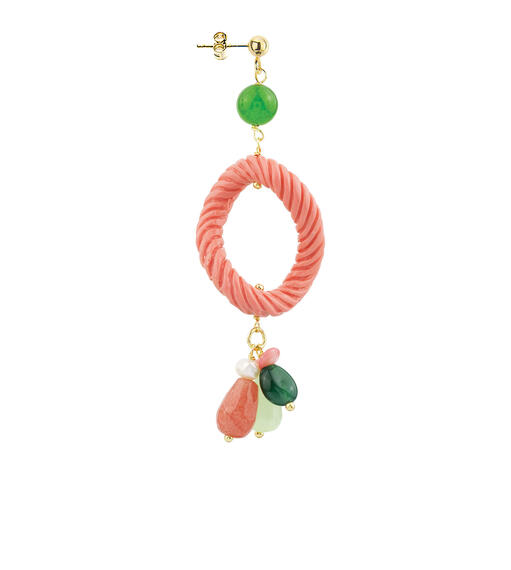 Orecchino Anello Rosa Verde - Lebole Maison
