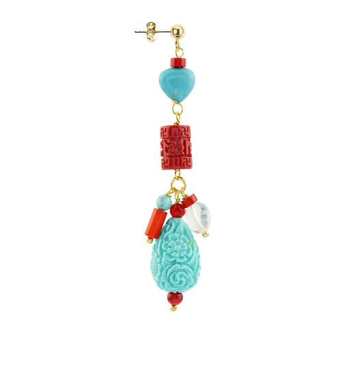 Orecchino Fiore Piccolo Rubino Turchese - Lebole Maison