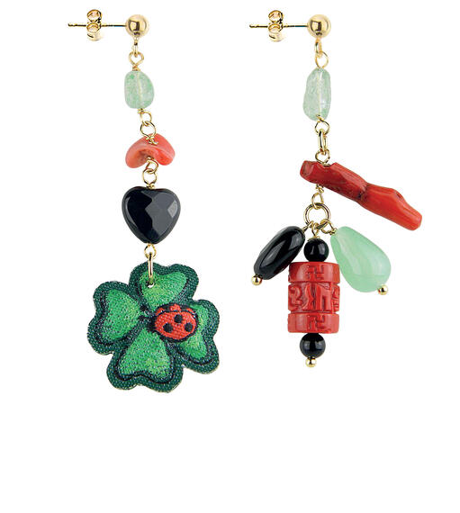 Orecchini Shape Quadrifoglio Verde Giada - Lebole Maison