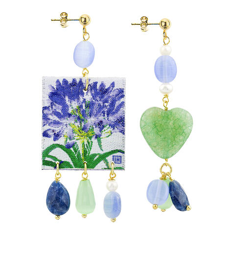 Orecchini Tag Fiore Lilla Azzurro - Lebole Maison