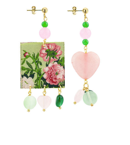 Orecchini Tag Peonia Rosa Verde - Lebole Maison