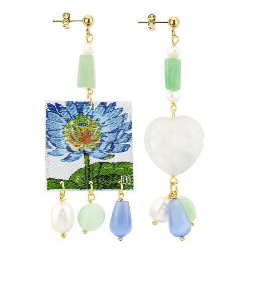 Orecchini Tag Fiore Celeste Verde Giada - Lebole Maison