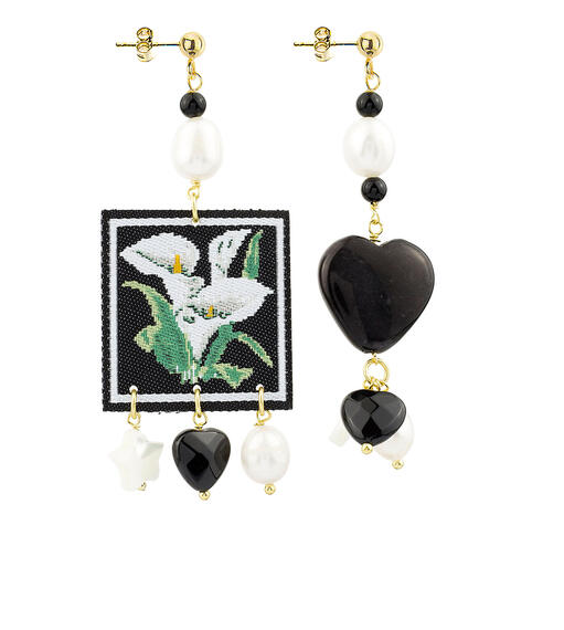 Orecchini Tag Calla Bianca Nero - Lebole Maison