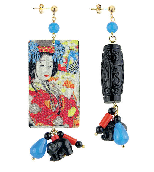 Orecchini Tag Geisha Azzurro - Lebole Maison
