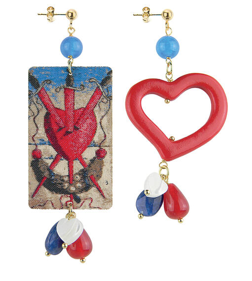 Orecchini Tag Cuore Tre Spade Azzurro - Lebole Maison