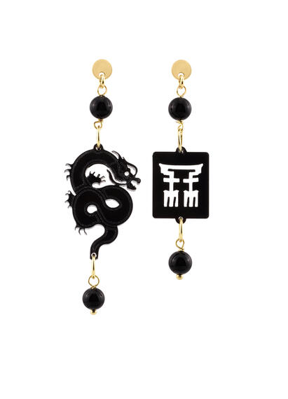 Orecchini Drago Plexi Mini Nero - Lebole Maison