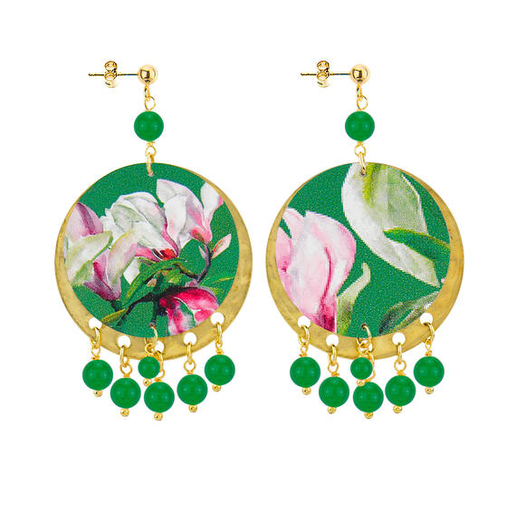 Orecchini Fiore Bianco Classico Verde - Lebole Maison
