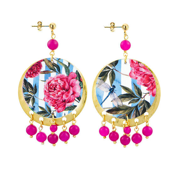 Orecchini Fiore Rosa Classico Fucsia - Lebole Maison